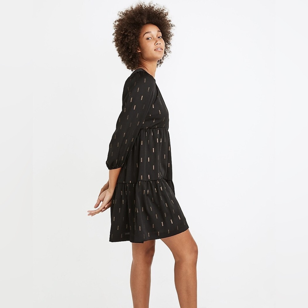 Madewell Metallic Jacquard Faux-Wrap Tiered Mini Dress EUC women’s Size - XS